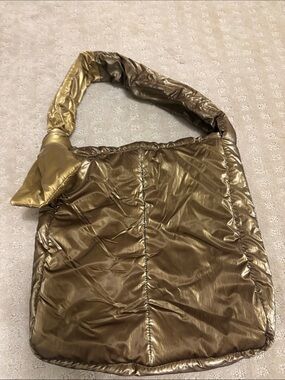 Metallic Gold Quilted Shoulder Bag for Women